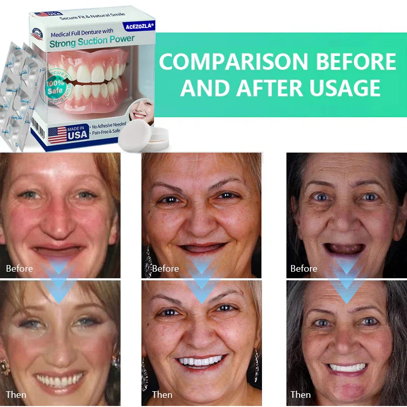 Medical Full Denture with Strong Suction ✅ Made and Shipped from the USA🍀