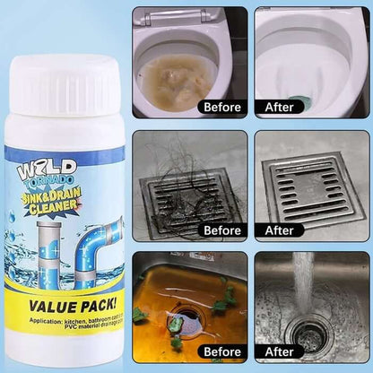Limited Time ⚡Powerful Sink and Drain Cleaner Powder, Fast Foaming Drain Cleaner for Kitchen and Pipes Cleaning Tool