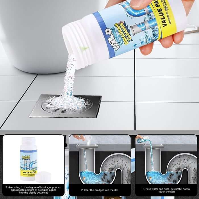 Limited Time ⚡Powerful Sink and Drain Cleaner Powder, Fast Foaming Drain Cleaner for Kitchen and Pipes Cleaning Tool